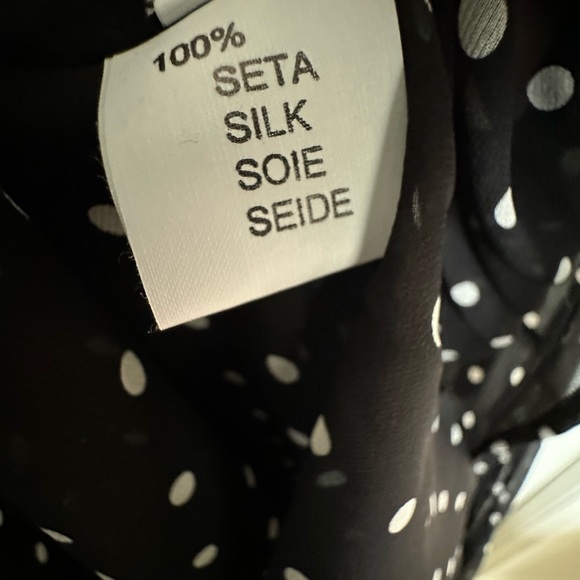 Rosamosario 100% Silk Georgette Polka Dot Peignoir Dress and Robe Black & White - Picture 12 of 17